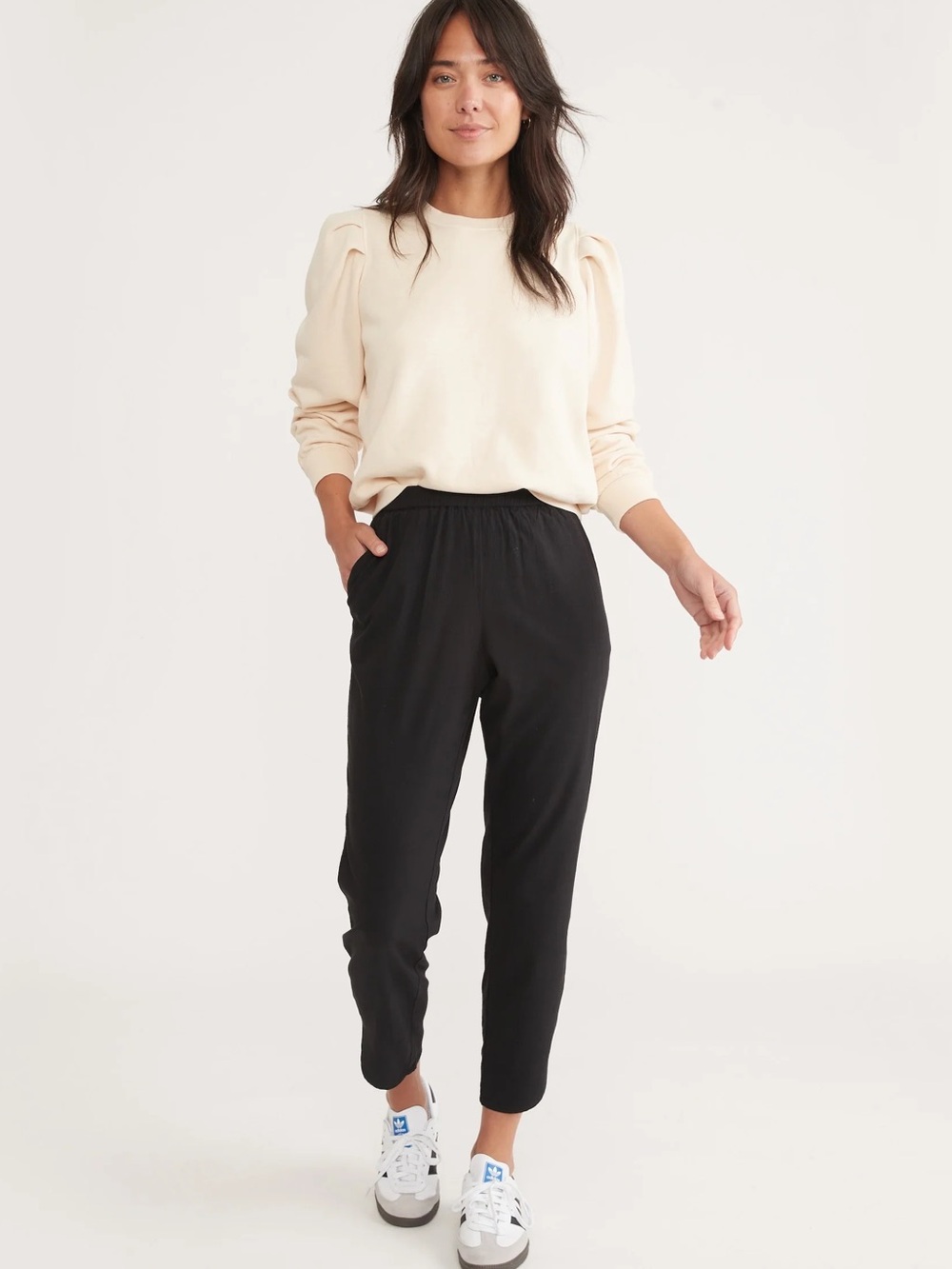 Marine Layer Black Allison Pants Lightweight Casual Chic Cropped Style w Pockets